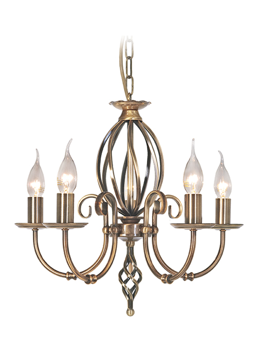 ELSTEAD ARTISAN ART5 AGD BRASS 5Lt Chandelier/Semi-Flush