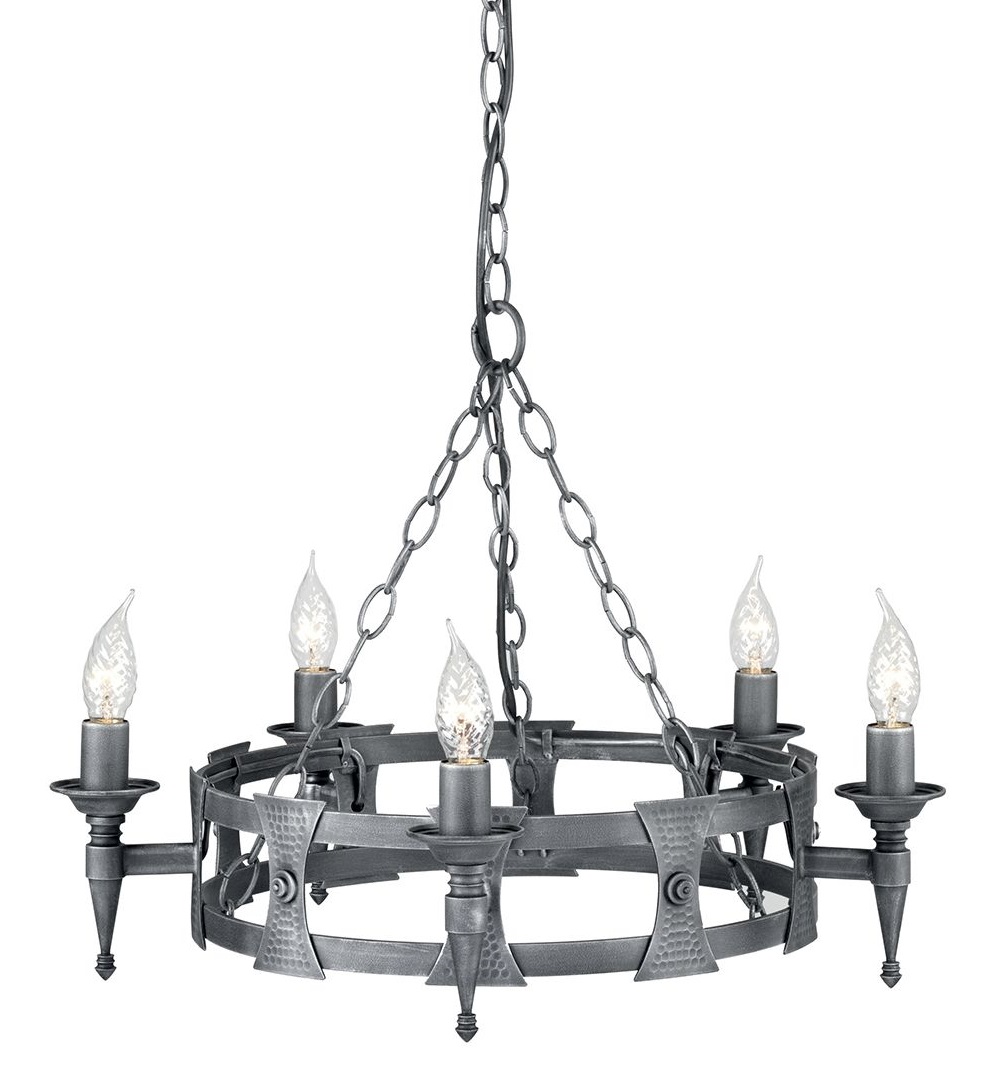 ELSTEAD SAXON SAX5 BLK/SIL 5Lt Chandelier