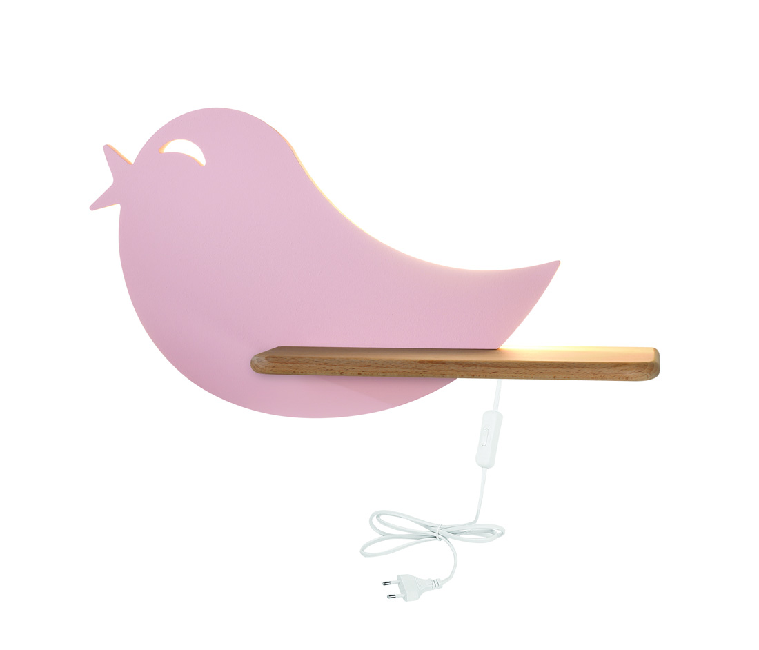 CANDELLUX 21-85054 BIRD LAMPA KINKIET 5W LED 4000K IQ KIDS Z PRZEWODEM Z WŁ. I WTYCZKĄ RÓŻOWY
