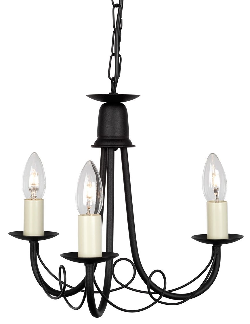 ELSTEAD MINSTER MN3 BLACK 3Lt Chandelier/Semi-Flush
