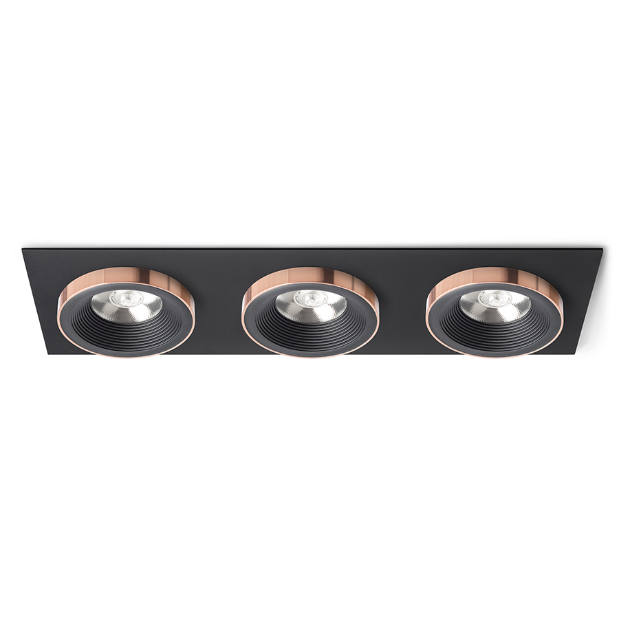 RENDL R13264 SHARM SQ III wpuszczana czarna/czarna miedź 230V LED 3x10W 24° 3000K