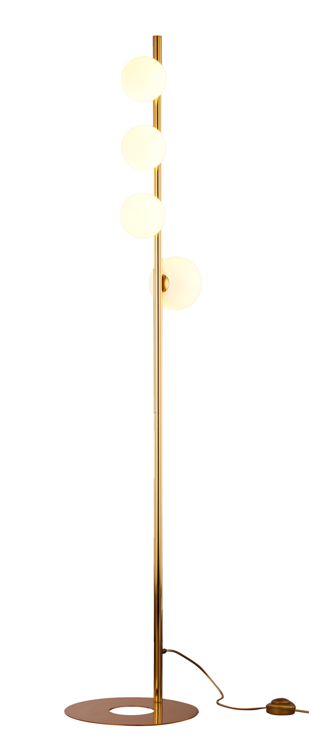 JUPITER TAIDA nowoczesna lampa podłogowa mosiądzowana 4-punktowa biały klosz 1924