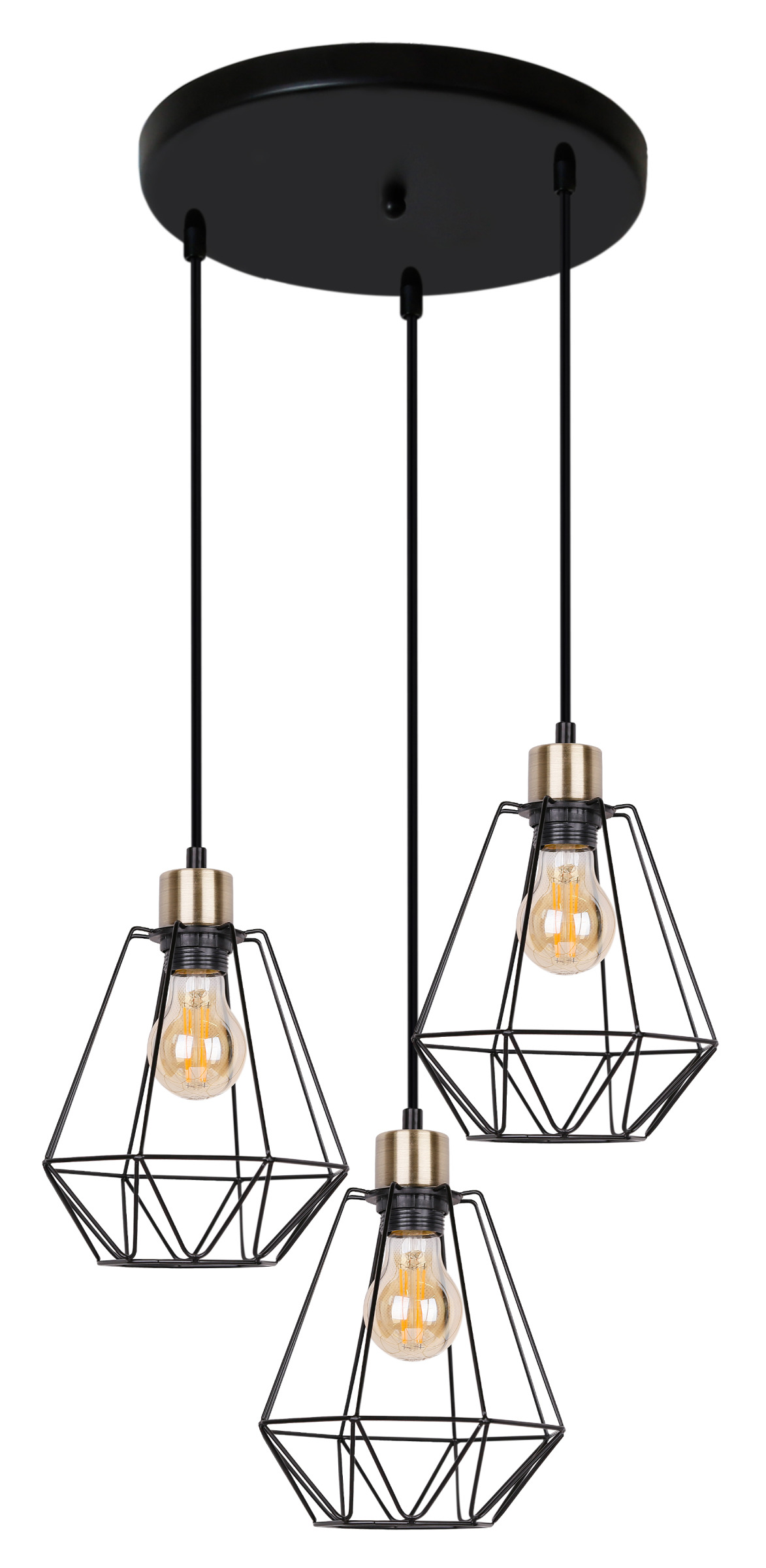 CANDELLUX 33-00323 PRIMO LAMPA WISZĄCA TALERZ CZARNY+PATYNA 3X60W E27 KLOSZ CZARNY