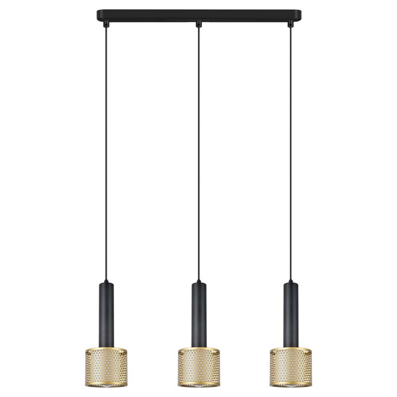 LIGHT PRESTIGE LP-0702/3L GD Lampa wisząca Amo czarno-złota 3xE27