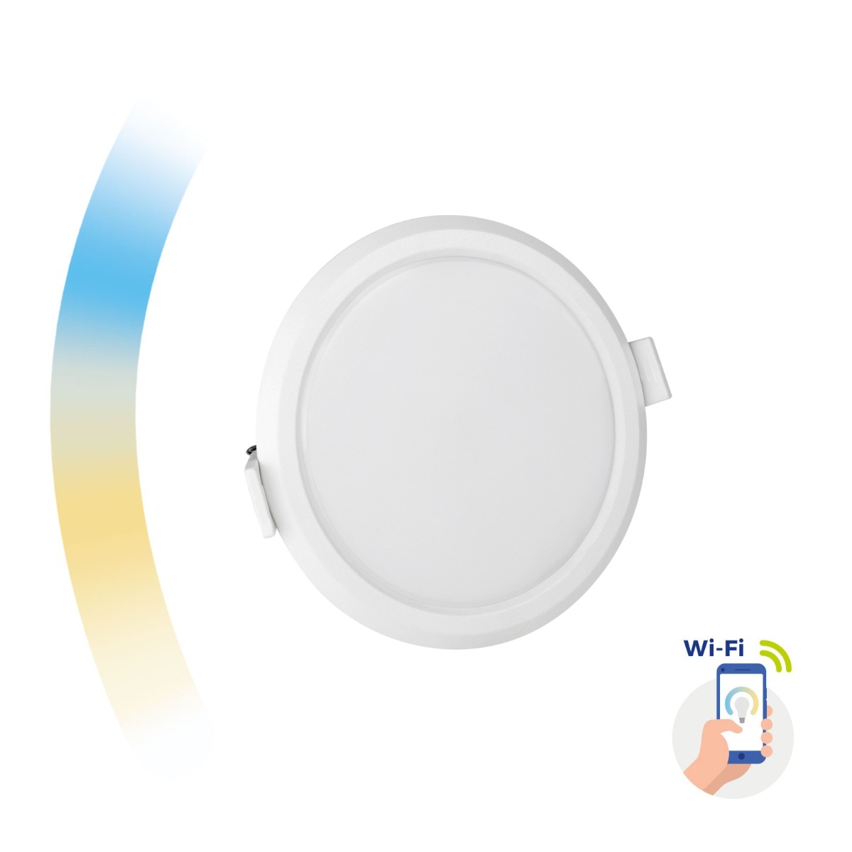 SPECTRUMLED SLI038015CCT Oczko sufitowe ALGINE DOWNLIGHT 6W 230V 120st IP20 IK06 FI112x35mm BIAŁY okrągła CCT+DIM Wi-Fi SPECTRUM SMART