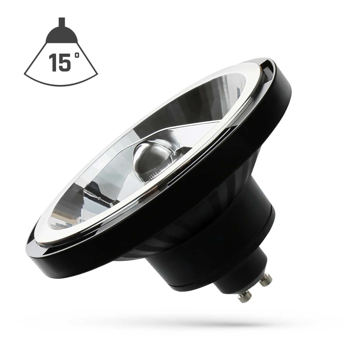 SPECTRUMLED 14570 Żarówka LED AR111 GU10 230V 12W COB 15st WW CZARNY SPECTRUM